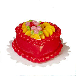 Dollhouse Miniature Red Heart Cake