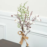 Artificial Icy Winter Berries Pick with Burlap Bow