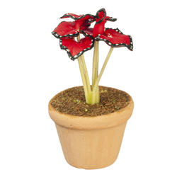 Dollhouse Miniature Red Potted Plant