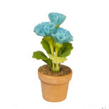 Dollhouse Miniature Light Blue Flowers Artificial Potted Plant