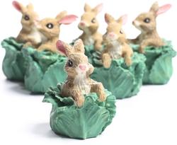 Direct Wholesale Miniature Bunny in Cabbage Figurines