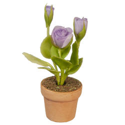 Dollhouse Miniature Lavender Roses Artificial Potted Plant