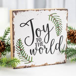 Holiday "Joy to the World" Rustic Wood Sign Block