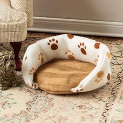 Dollhouse Miniature Dog Bed With Paw Prints