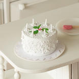 Dollhouse Miniature White Birthday Cake