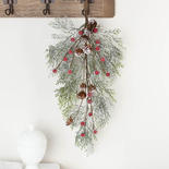Holiday Artificial Snowy Pine Teardrop Hanger