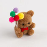 Miniature Flocked Bear with Balloons