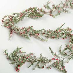 Frosted Artificial Cypress and Berry Garland
