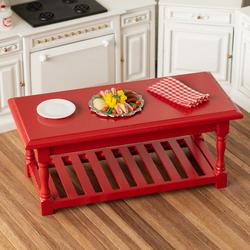 Dollhouse Miniature Red Kitchen Prep Table