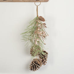 Champagne Artificial Leaf Cones and Berries Pine Hanger