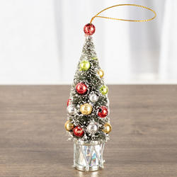 Silver Bottle Brush Tree Christmas Ornament