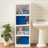 Dollhouse Miniature Dark Blue Accented Narrow Bath Cabinet