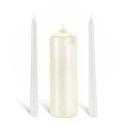 Pearlized White and Ivory Unity Candle Set