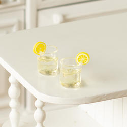 Set of 2 Dollhouse Miniature Vodka and Tonic With Lemon