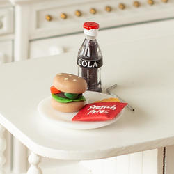 Dollhouse Miniature Hamburger Fries and Cola