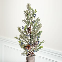 Frosted Artificial Pine Spray with Berries and Pinecones
