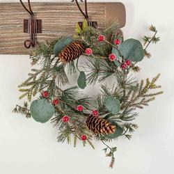 Artificial Glittered Pine Wreath with Red Berries