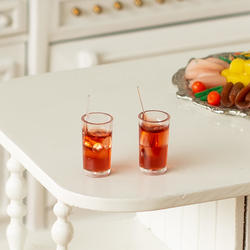 Dollhouse Miniature Cola Filled Glass Tumblers