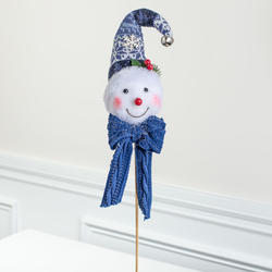 Snowman Pick with Blue Plaid Hat