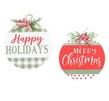 Large Wood "Happy Holidays" and "Merry Christmas" Ornament Signs