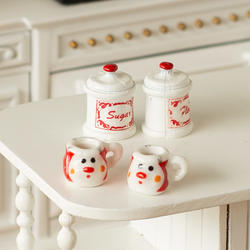 Dollhouse Miniature Christmas Mug Set