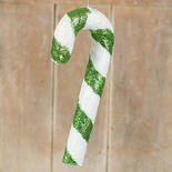 Holiday Green and White Candy Cane Ornament