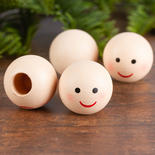 Smiling Face Wood Head Beads