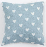 Dollhouse Miniature Light Blue with White Hearts Throw Pillow