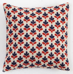 Dollhouse Miniature Cream with Blue and Red Design Throw Pillow