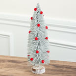Snowy Pine Christmas Tree With Red Ornaments