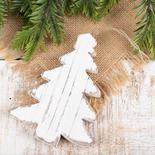 Rustic White Washed Wood Christmas Tree Ornament