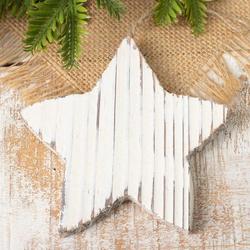 Rustic White Washed Wood Star Ornament