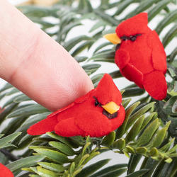 Miniature Artificial Cardinal Mushroom Birds