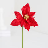 Red Velveteen Poinsettia Christmas Floral Pick