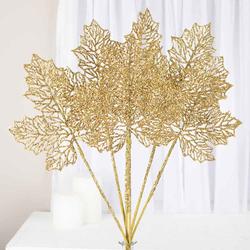 Gold Glittered Artificial Maple Leaf Sprays