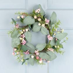 Artificial Cream and Pink Berry Wreath