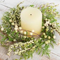 Artificial Cream and Green Berry Wreath