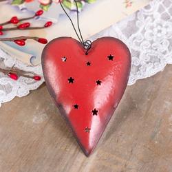 Rustic Tin Punched Heart Ornament