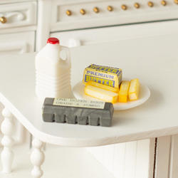 Dollhouse Miniature Milk Butter and Egg Set