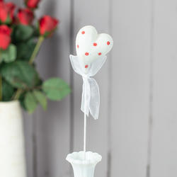 White Heart Floral Pick