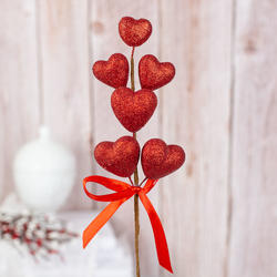 Red Heart Glitter Valentine's Day Pick