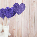 Bulk Purple Glittered Heart Valentine's Day Picks