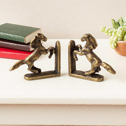 Dollhouse Miniature Antique Brass Horse Bookends