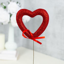 Red Open Heart Valentine Floral Pick