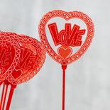 Valentine Love Hearts Plastic Floral Picks