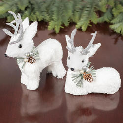 White and Silver Christmas Sisal Deer Set