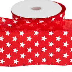 Red and White Star Wired Edge Ribbon