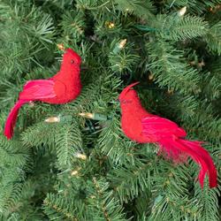 Artificial Flocked Cardinal Bird Picks