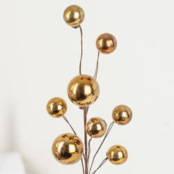 Metallic Bronze Round Ornament Balls Stem