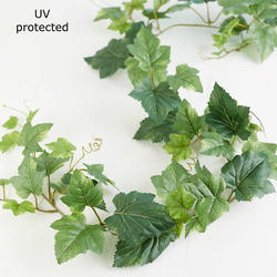 UV Protected Green Faux Grape Leaf Garland